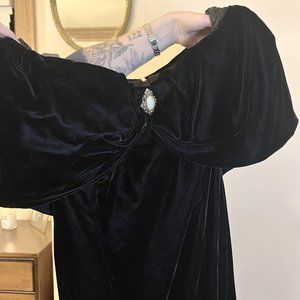 Gothic Vintage Off the Shoulder velvet Mini Dress